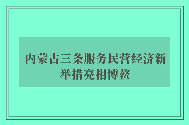 内蒙古三条服务民营经济新举措亮相博鳌